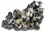 Fluorescent Hyalite Opal on Lustrous Black Tourmaline (Schorl) #322776-3